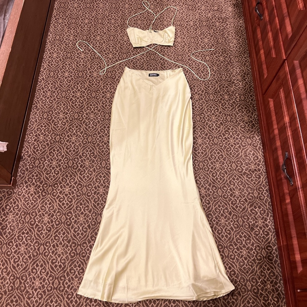 BabyBoo Women set lime green mini top and maxi skirt - Size S (in both)